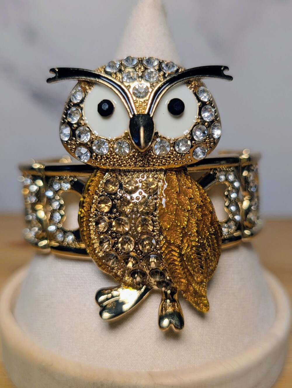 Owl Crystal & Enamel Bracelet, Brooch & Pendant Combo
